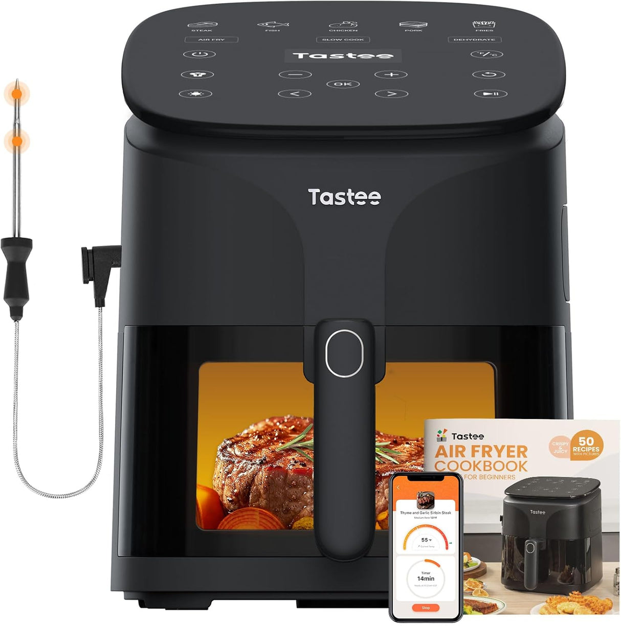 Freidora de aire Tastee 5.5QT, 8 en 1, 24 presets, digital