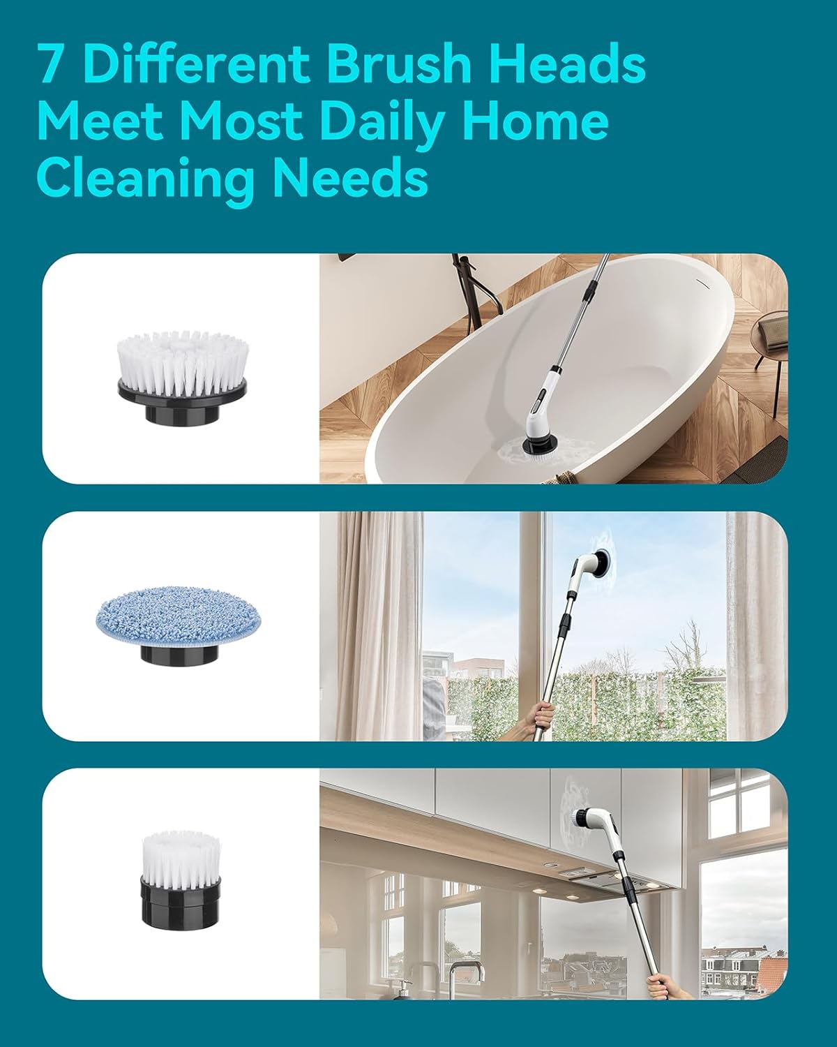 Limpiador eléctrico giratorio para limpiar el baño: limpiador de ducha eléctrico inalámbrico - Cepillo de limpieza eléctrico para bañera de azulejos
