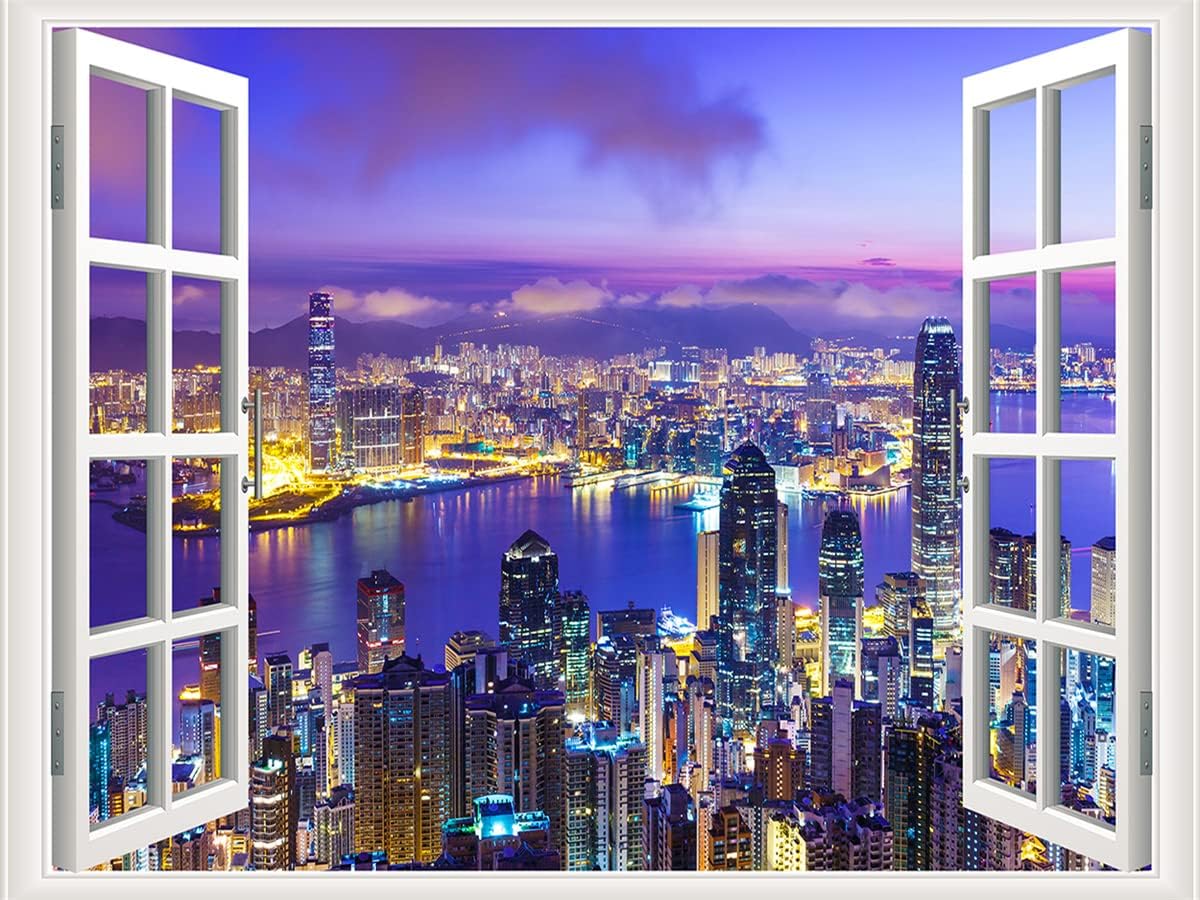 THNWSY Adhesivo autoadhesivo para pared, noche de ciudad