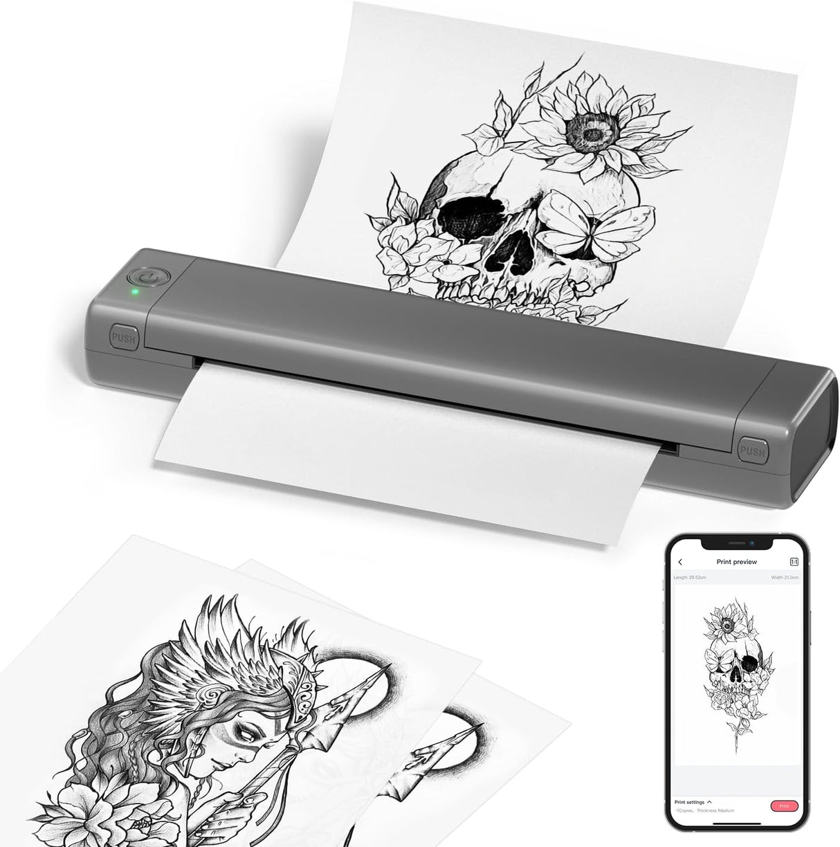 Itari M08F - Impresora inalámbrica de plantillas de tatuaje