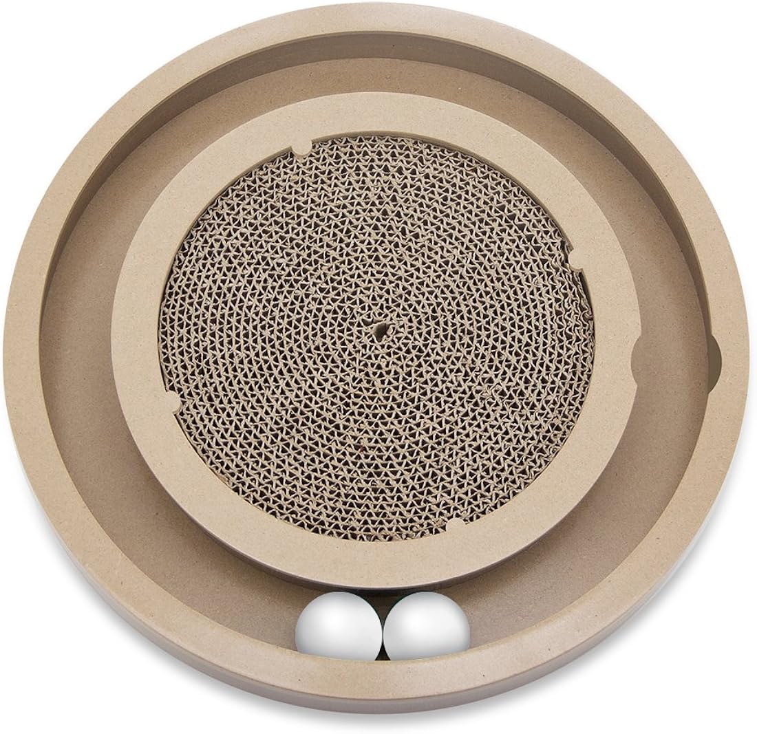 Rascador para gatos con bolas giratorias interactivas