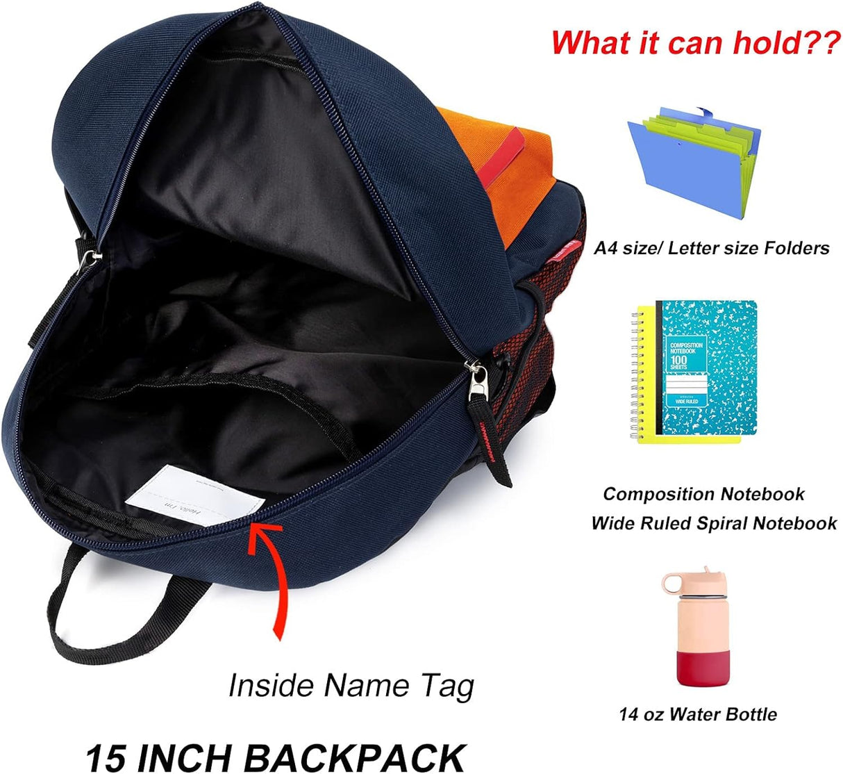 Morral o Mochila escolar para niños pequeños naranja y azul