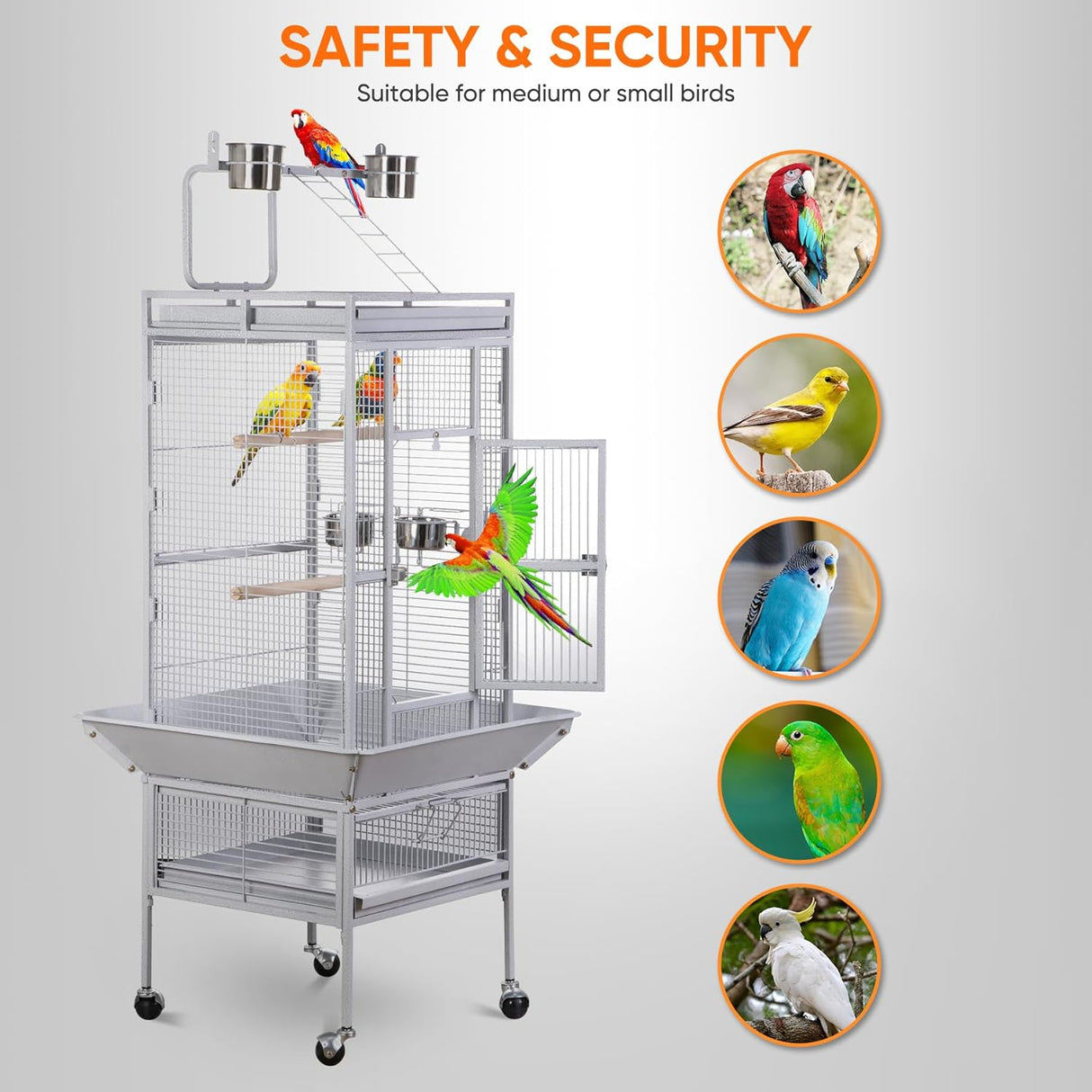 Jaulas grandes de 61 pulgadas para pájaros cacatúa ZENY
