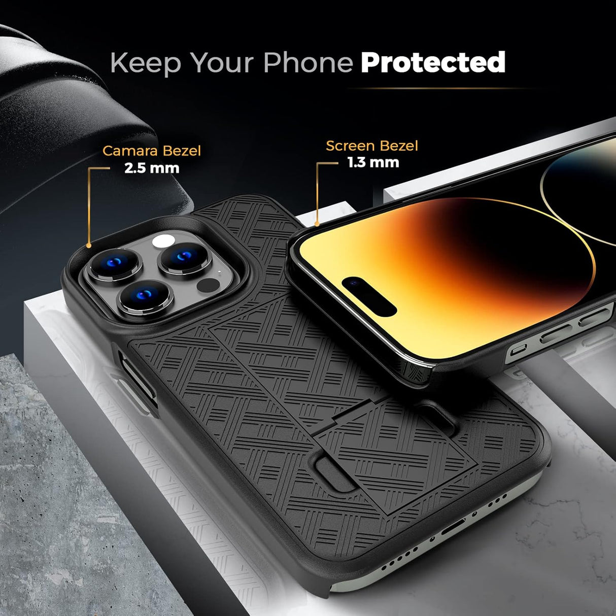 Combo de funda para iPhone 14 Pro dura ligera delgada