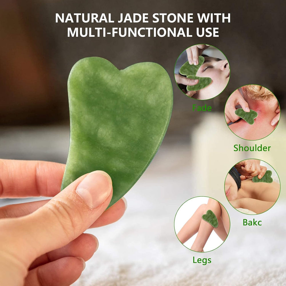 Juego de rodillo de jade y Gua Sha masajeador Deciniee