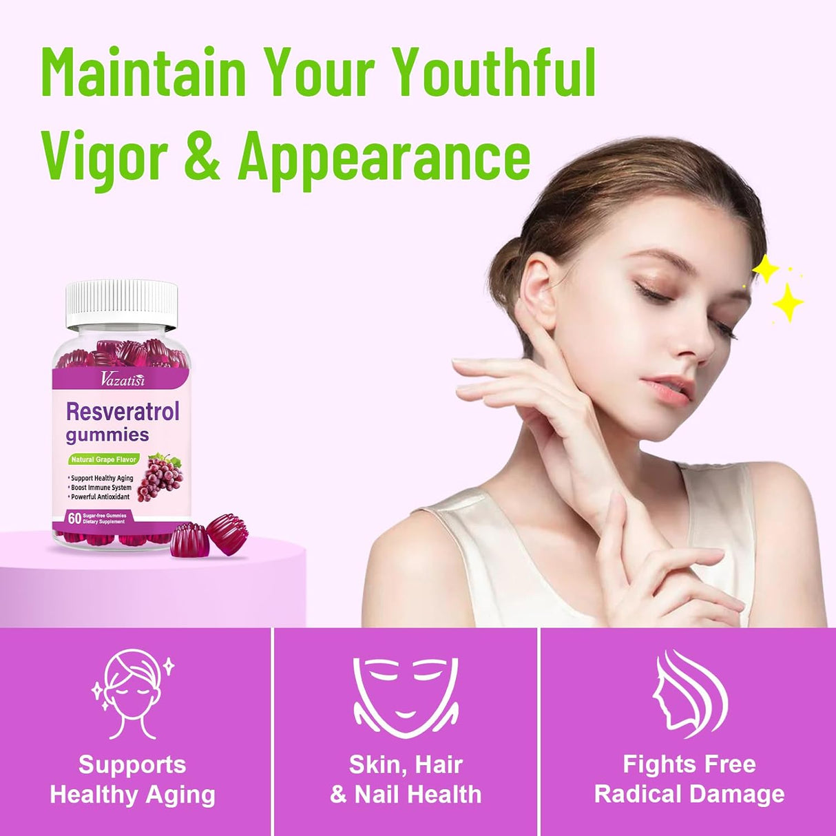 Suplemento Gomitas de resveratrol de alta pureza 120 gomitas