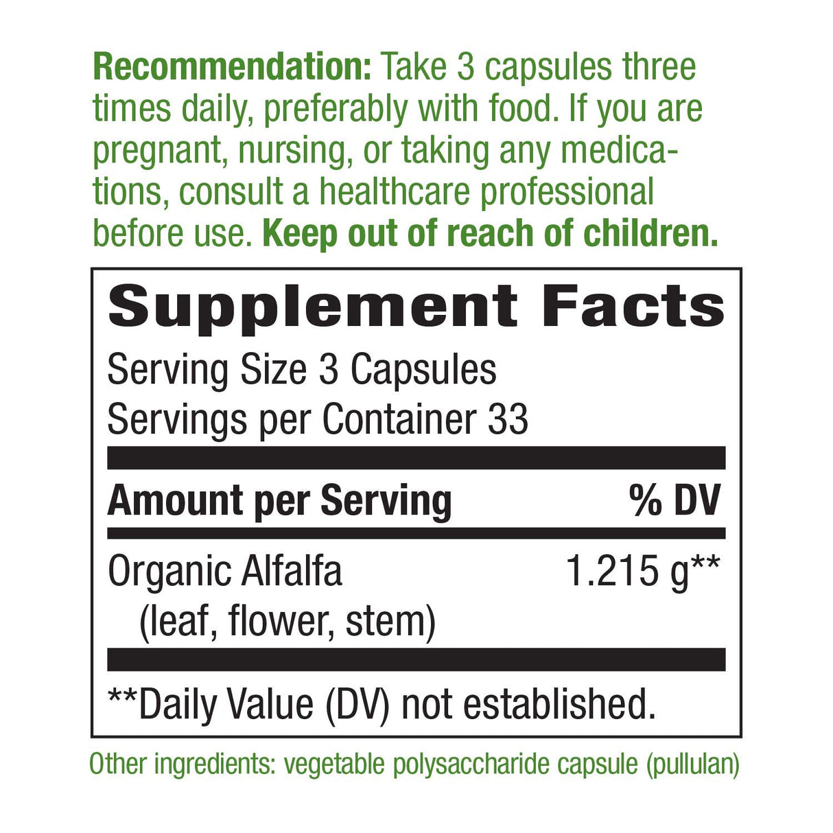 Suplementos Alimenticios Alfalfa Hojas