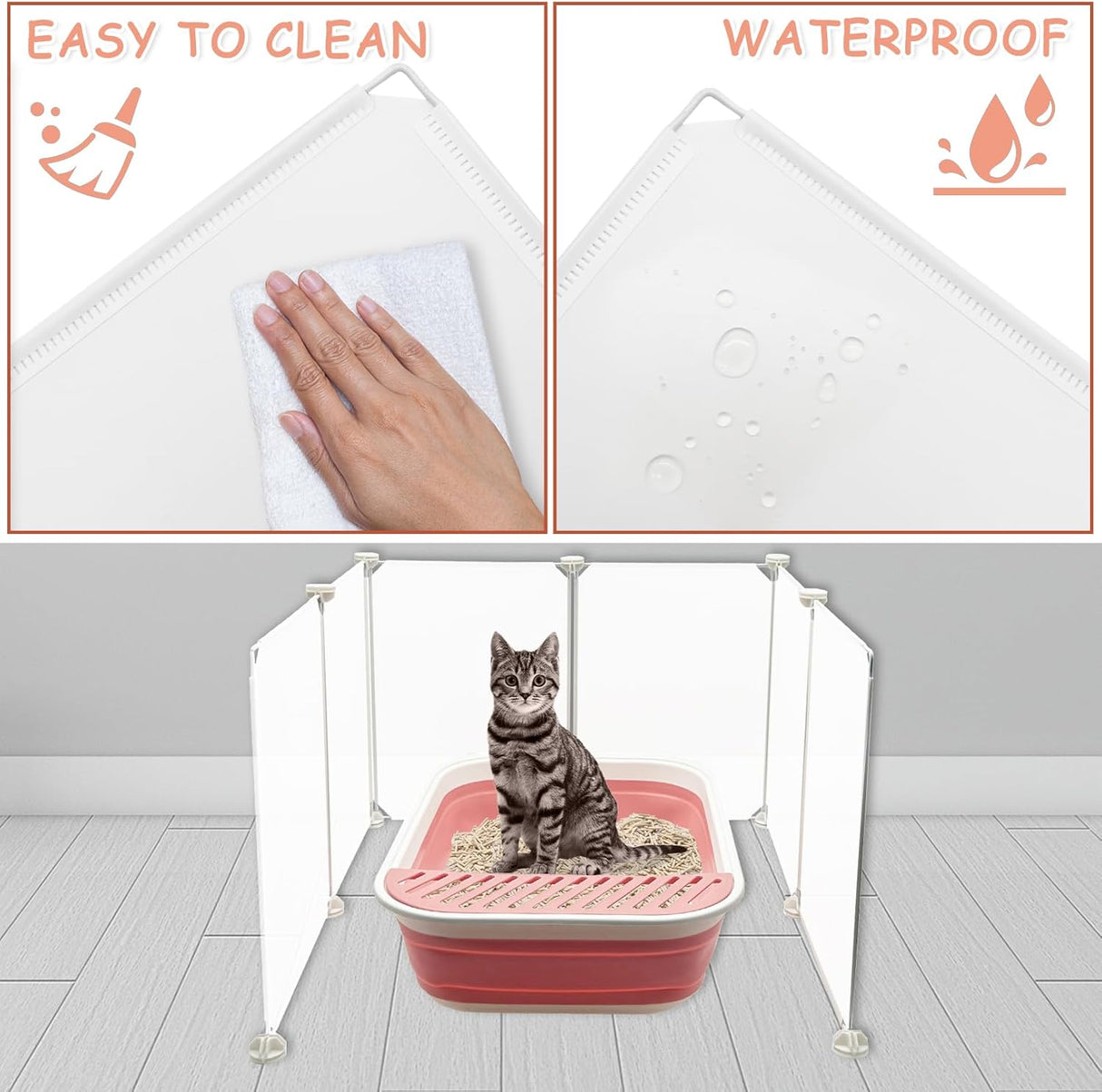 Caja de arena para gatos con protector contra salpicaduras