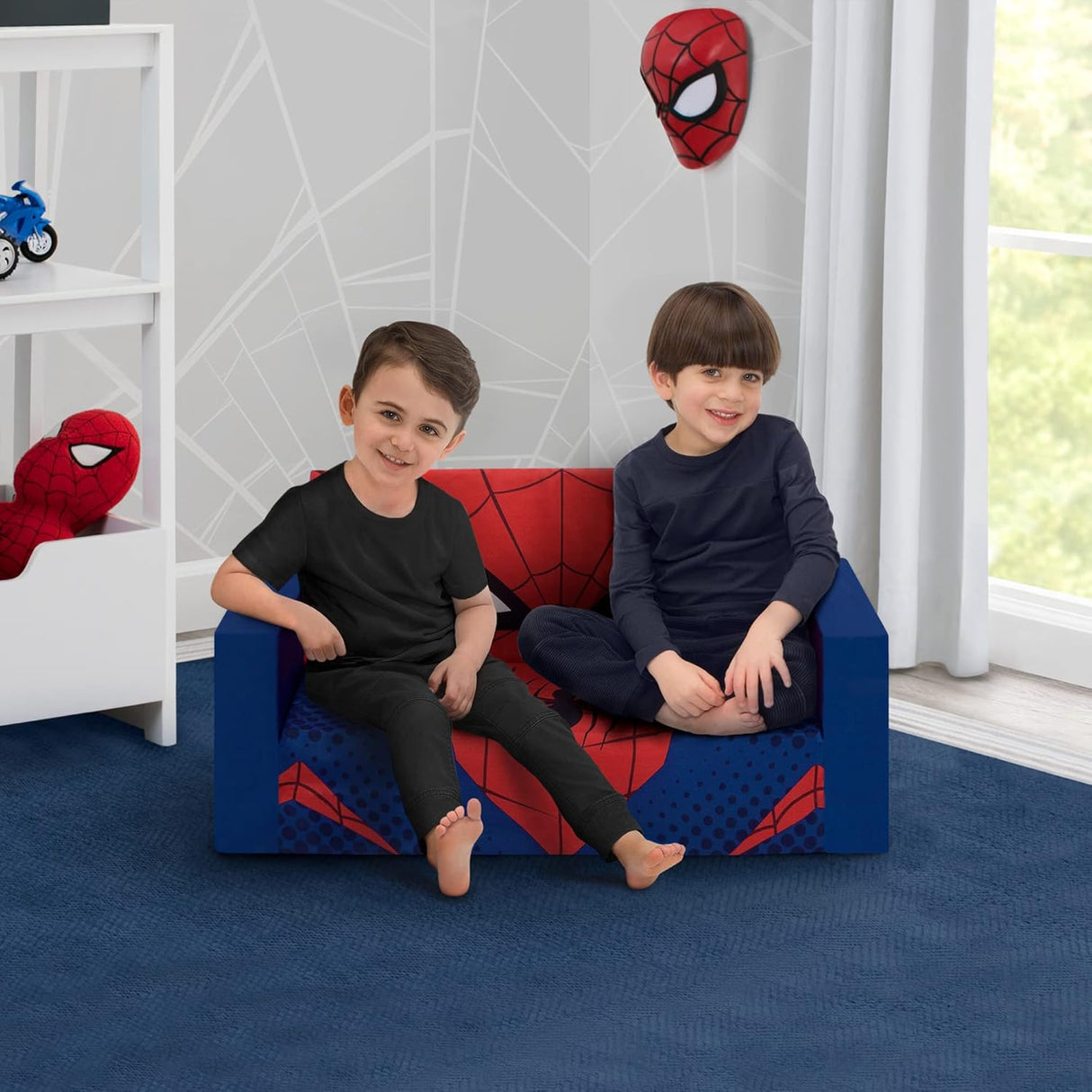 Silla transformable en cama para niños, diseño de Spider-Man