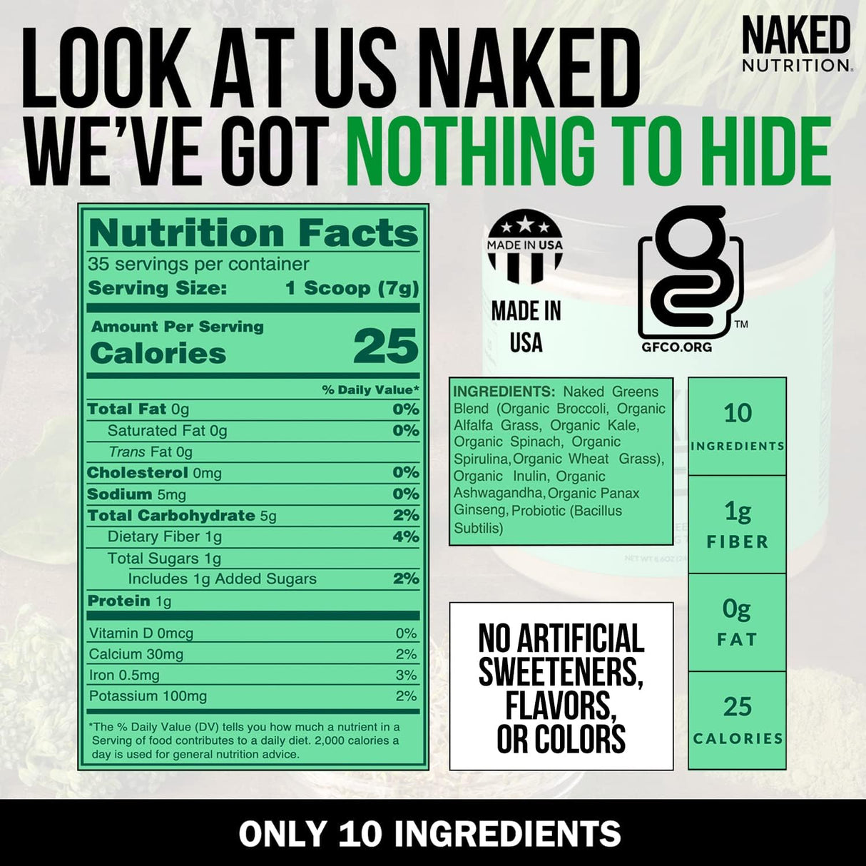 Suplemento de verduras orgánicas en polvo Super Greens 35por