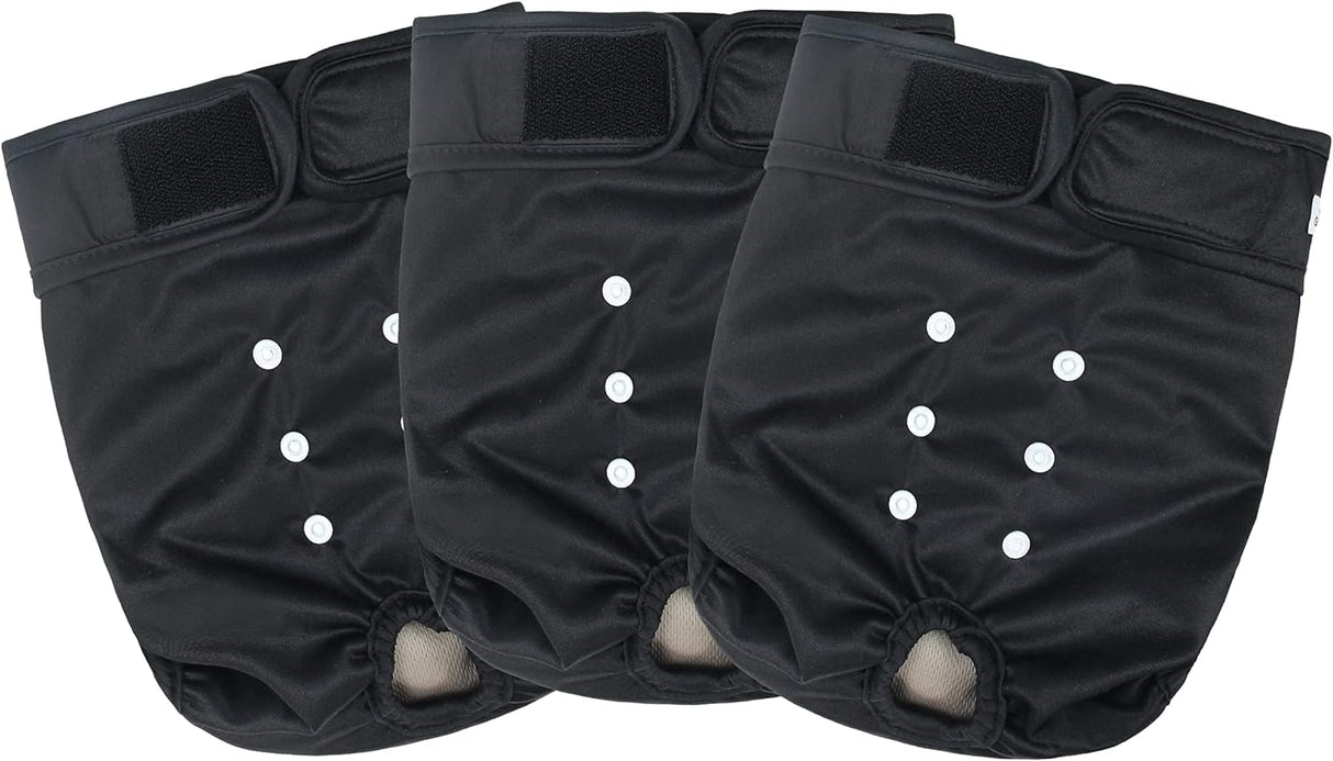 Pañales lavables para perras – Pañales reutilizables (negro, S)