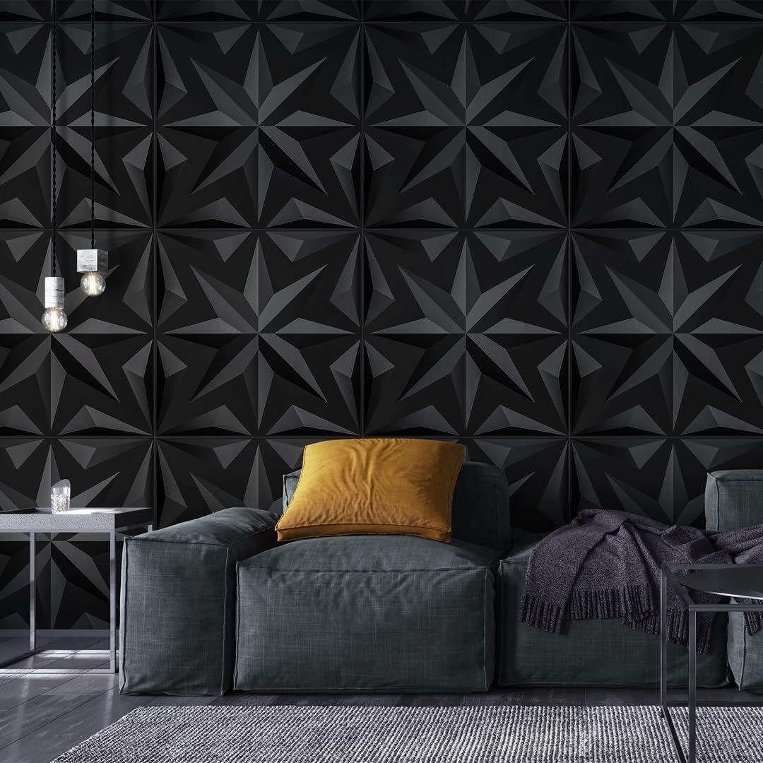 Paneles decorativos de pared 3D con diseño de pétalos negros