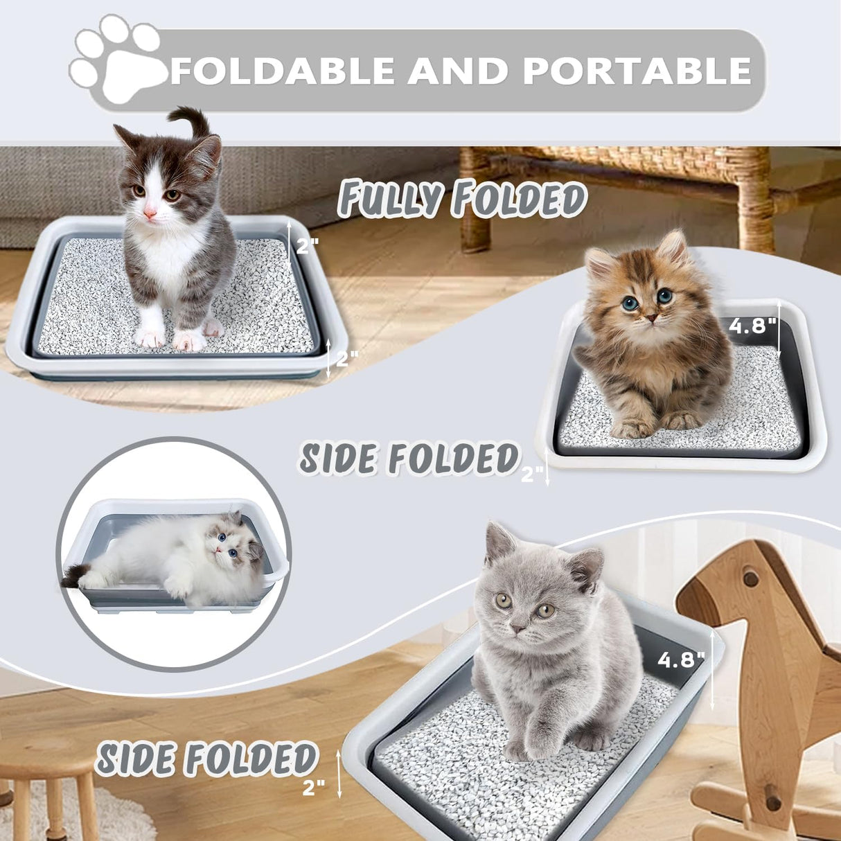 Caja de arena plegable pequeña para gatos SLkuniu