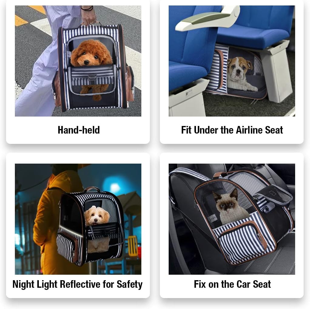 Mochila grande para gatos expandible y plegable negra