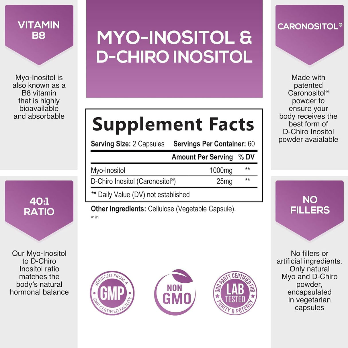 Suplementos Myo-inositol D-Chiro Inositol Hormona vegana