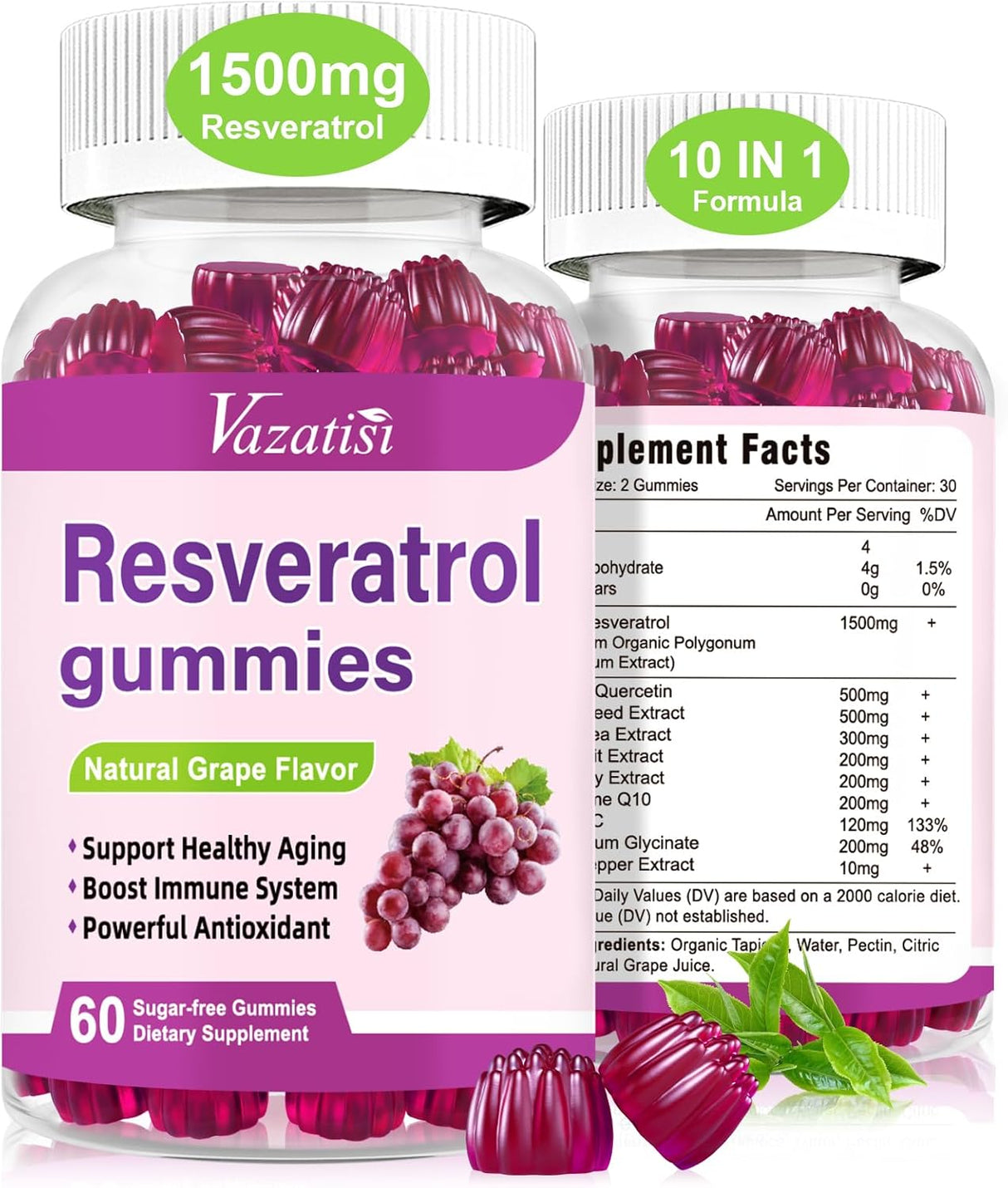 Suplemento Gomitas de resveratrol de alta pureza 120 gomitas