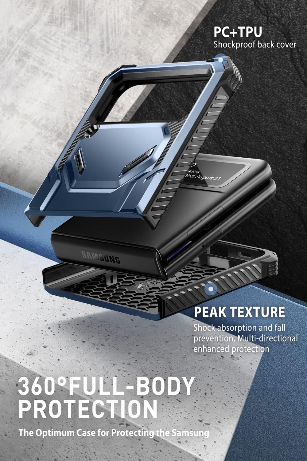 i-Blason Armorbox Series - Funda resistente para Samsung Galaxy Z Flip 4 5G (2022), con reducción de golpes y parachoques (inclinación)