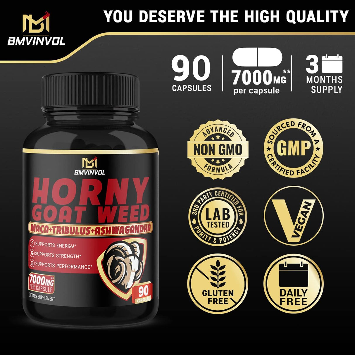 Suplemento Horny Goat Weed 7000 mg equivalente a hierbas