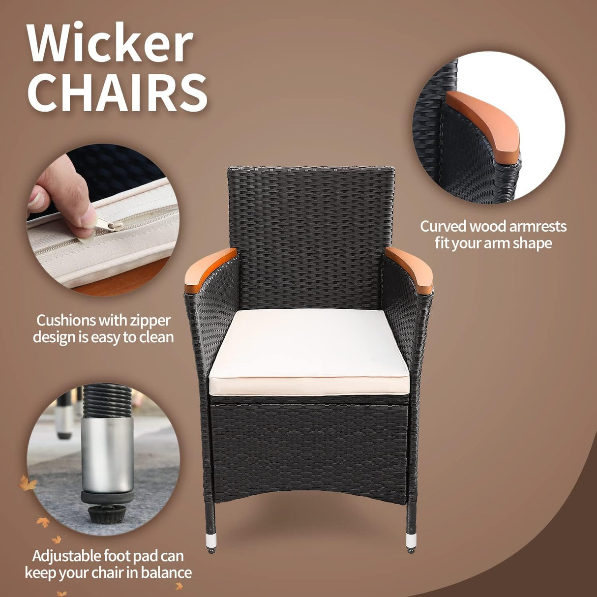 Flamaker Juego de comedor de 9 piezas para patio, mesa y sillas de madera de acacia al aire libre con cojines suaves, muebles de patio de mimbre para terraza, patio trasero, jardín