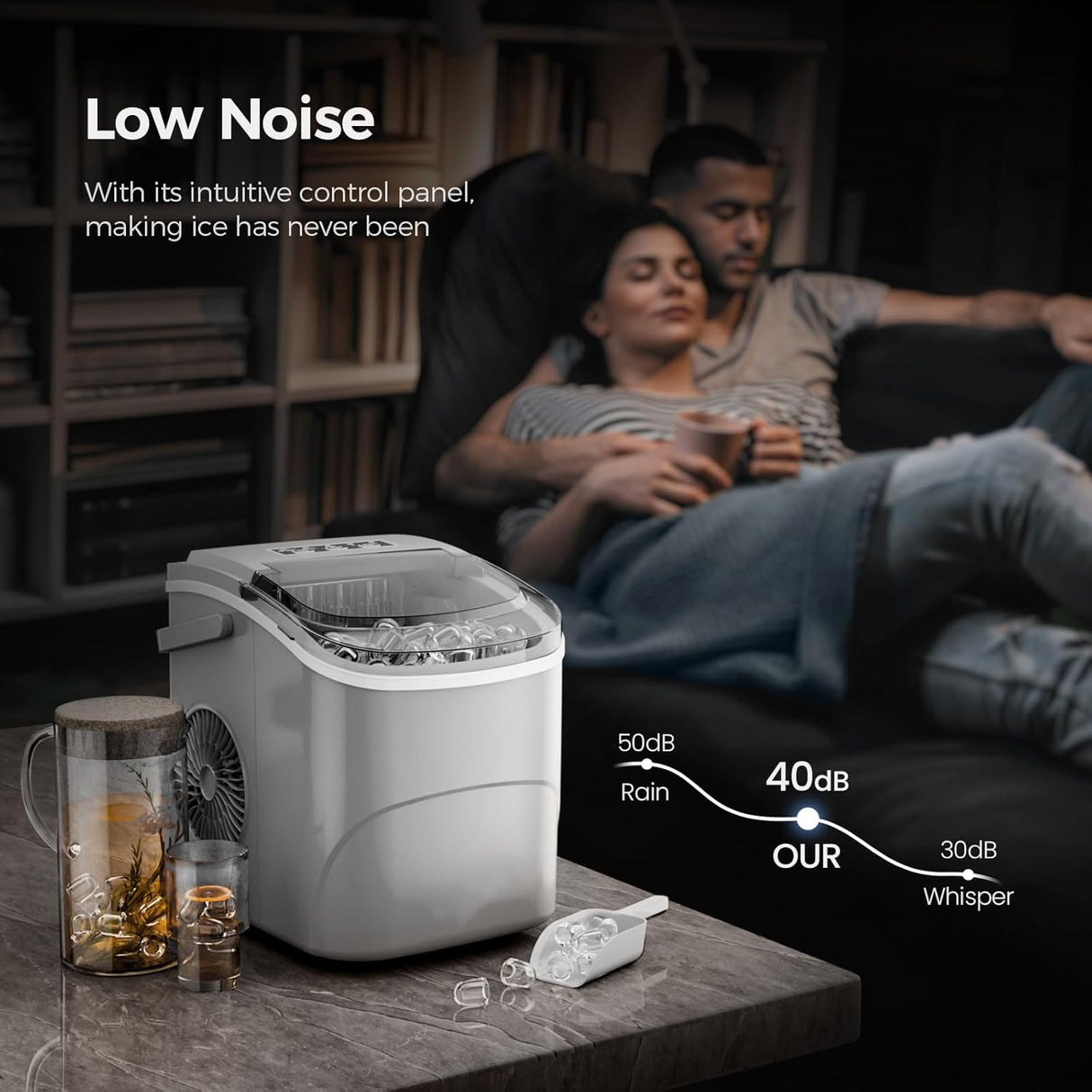 Máquina de Hielo Portátil, 26Lbs/24H, Auto-Limpieza, Modelo X