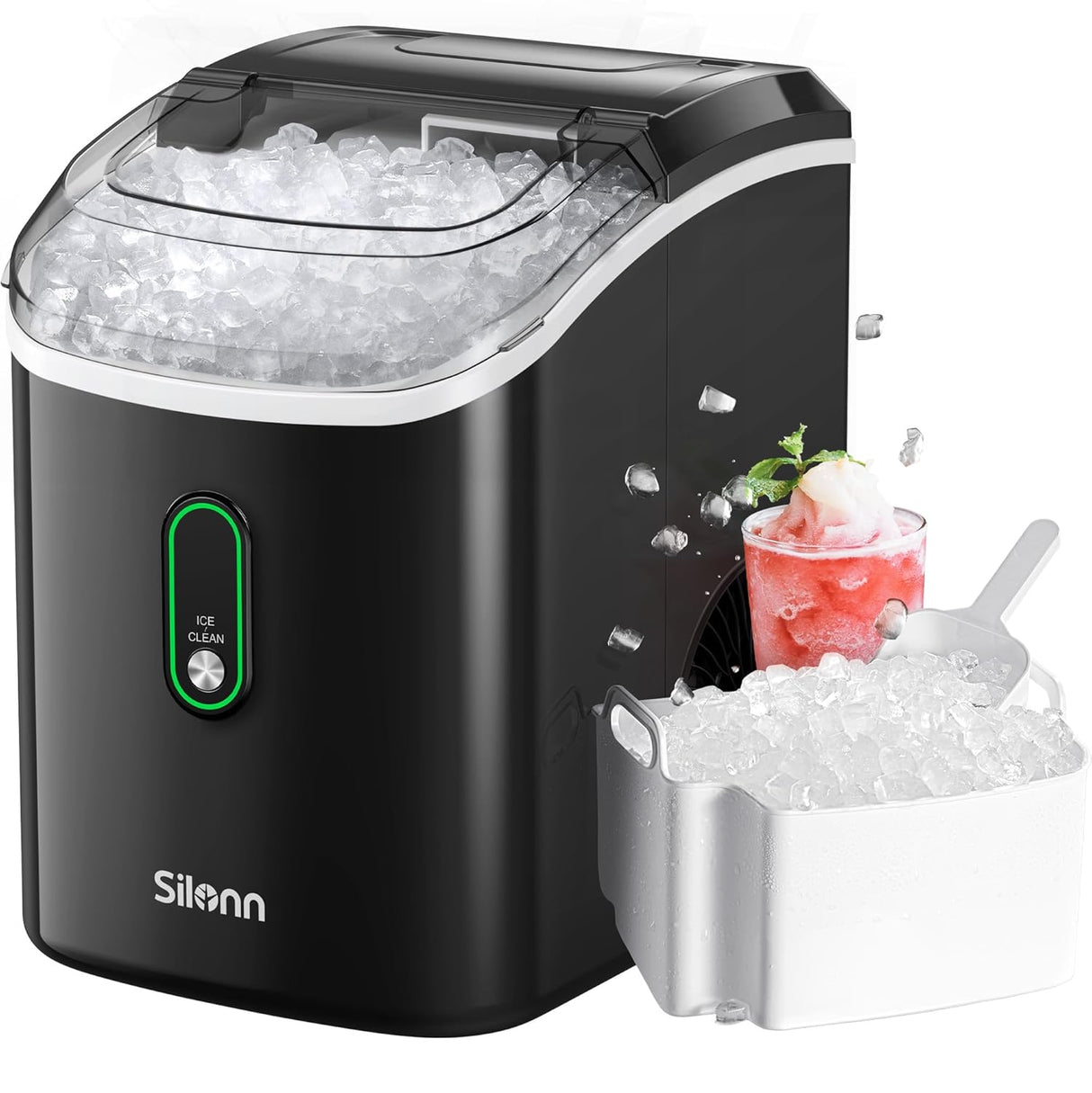 Máquina de Hielo Silonn, 33lbs, Auto-limpieza, Portátil