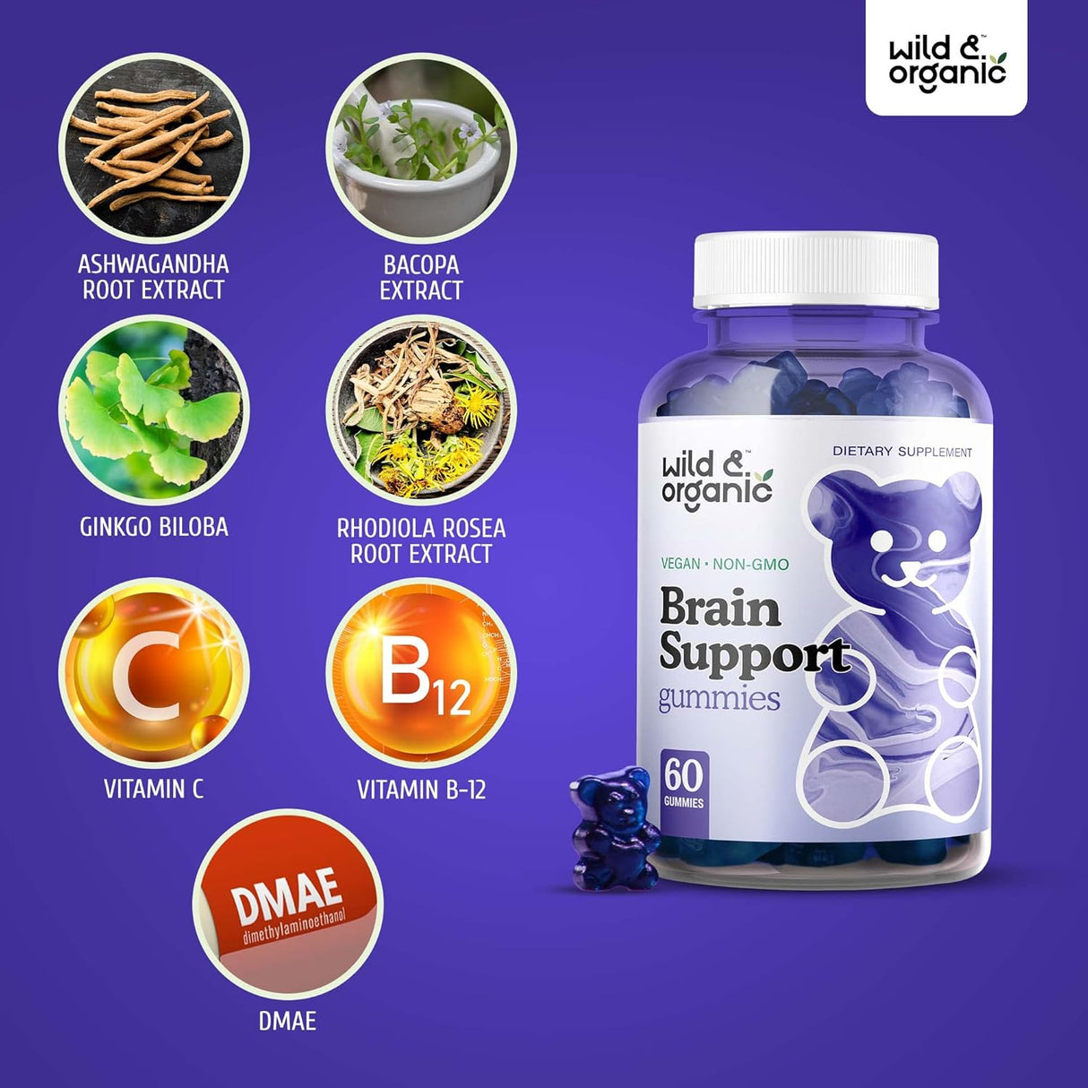 Suplemento Organic Gomitas potenciadoras del cerebro 60 und