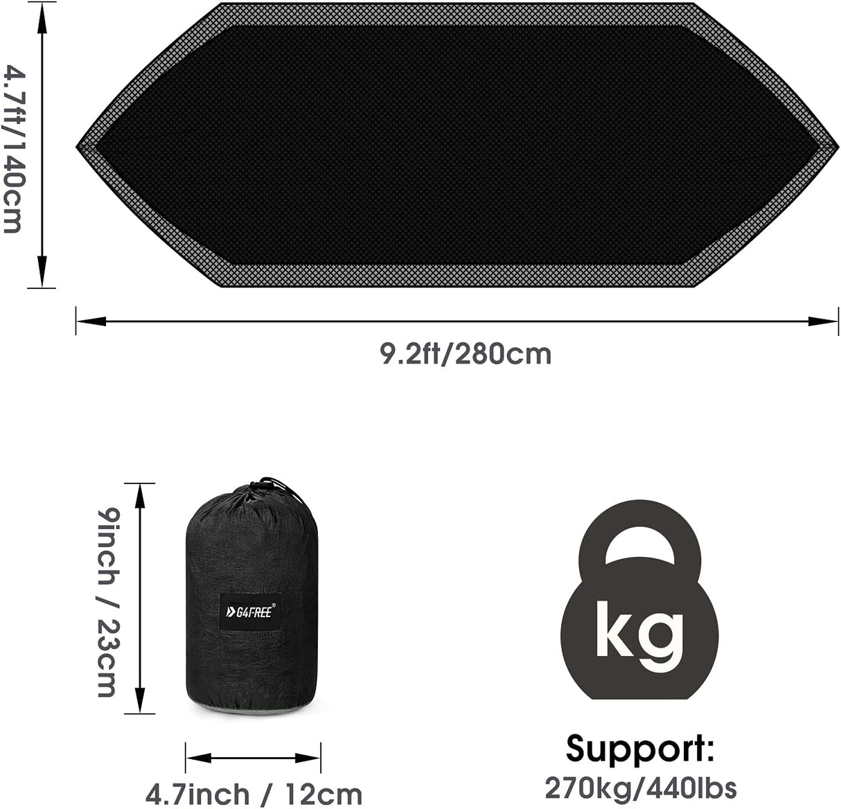 Hamaca grande G4Free con mosquitera para 2 personas, ligera