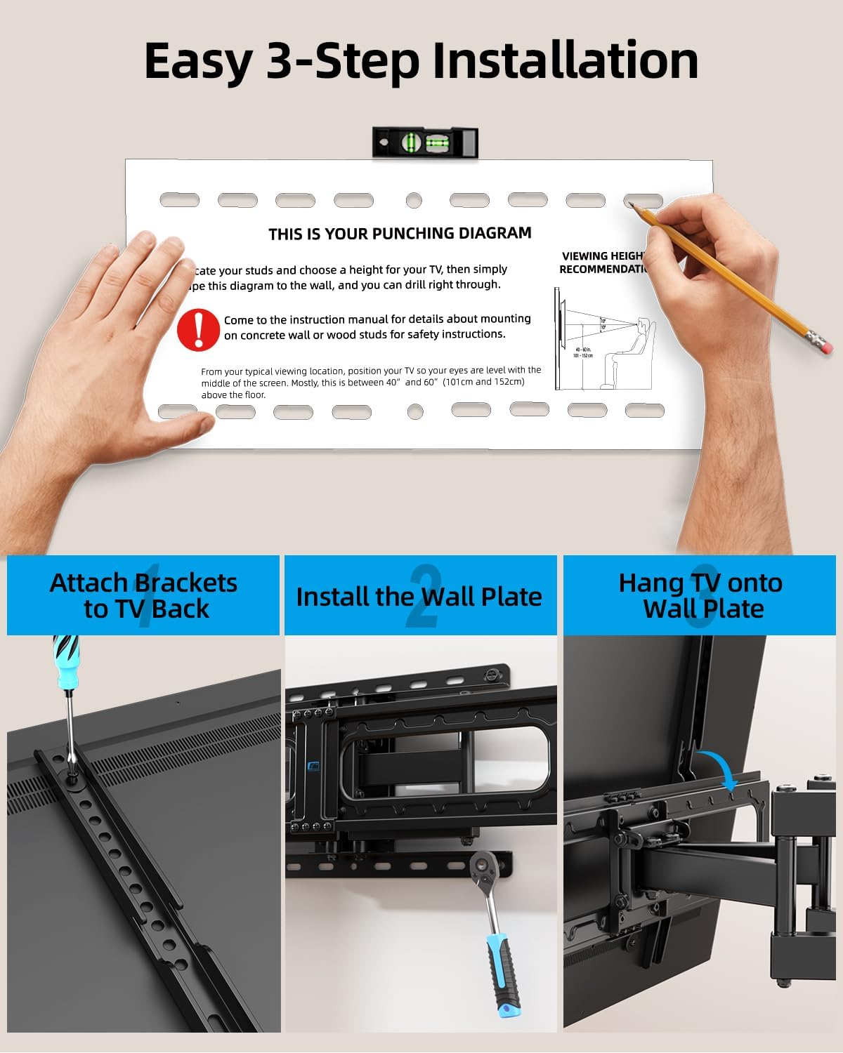 Soporte de Pared HOME VISION para TV 32-84, Full Motion, VESA 600