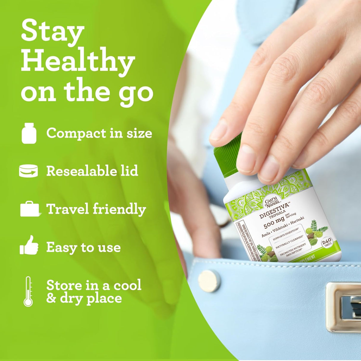 Suplemento GuruNanda Digestiva Triphala dietético con amla