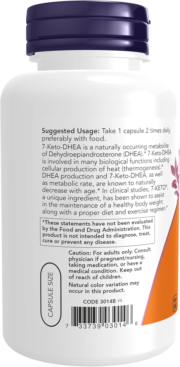 Suplementos 7-Keto NOW Foods, 100 mg, 120 Cápsulas Veganas