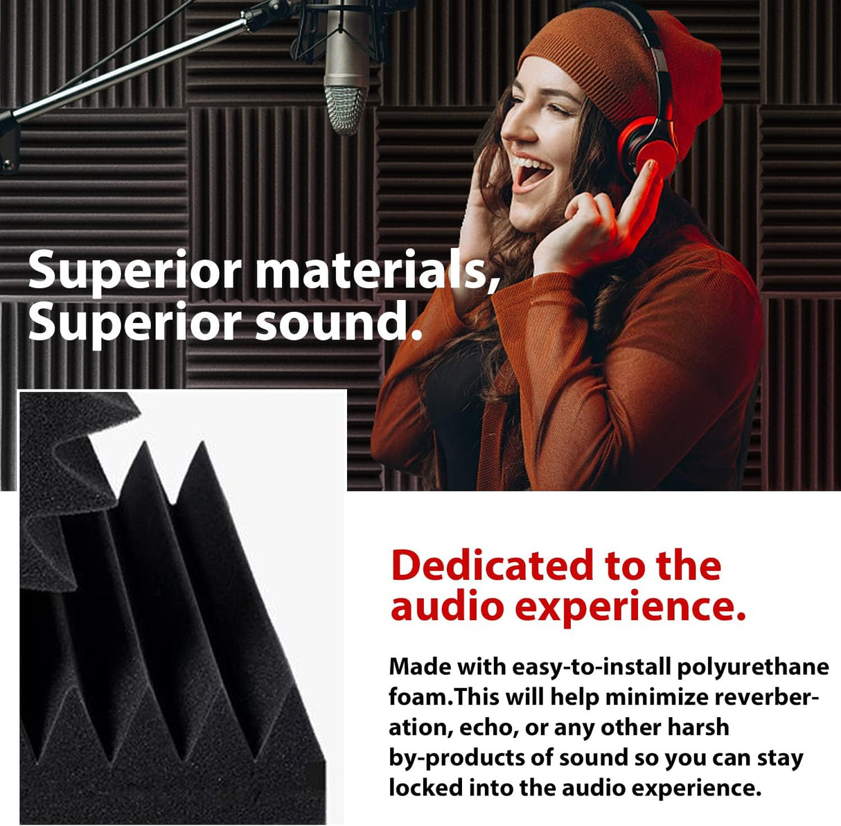 Paneles Acústicos FONESO, Espuma Absorbente, 1x12x12, 12Pack