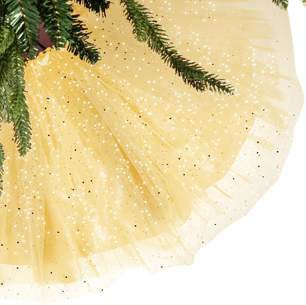 Falda para Árbol de Navidad, doble capa, 48 pulgadas, brillos