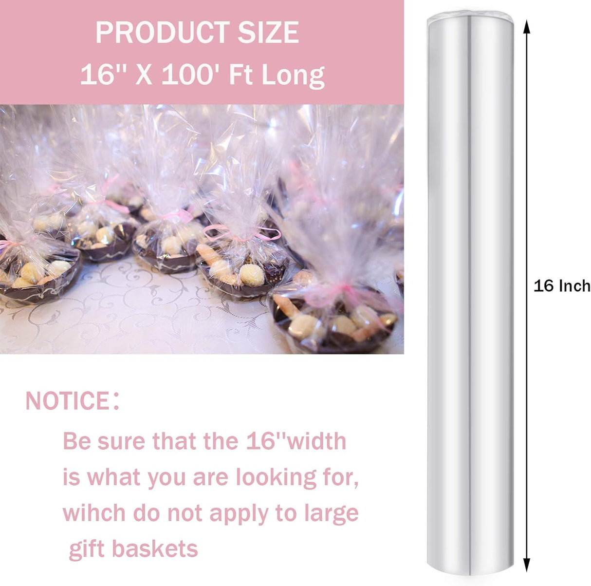 Rollo de envoltura de celofán Morepack 16x100 ft para regalos