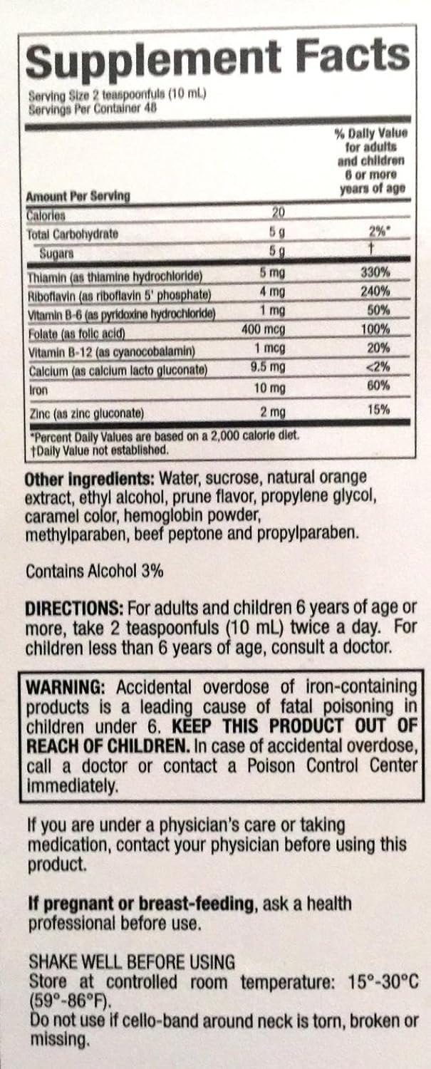 Suplemento Vino Carne Hierro 16 Fl oz. Paquete de 2