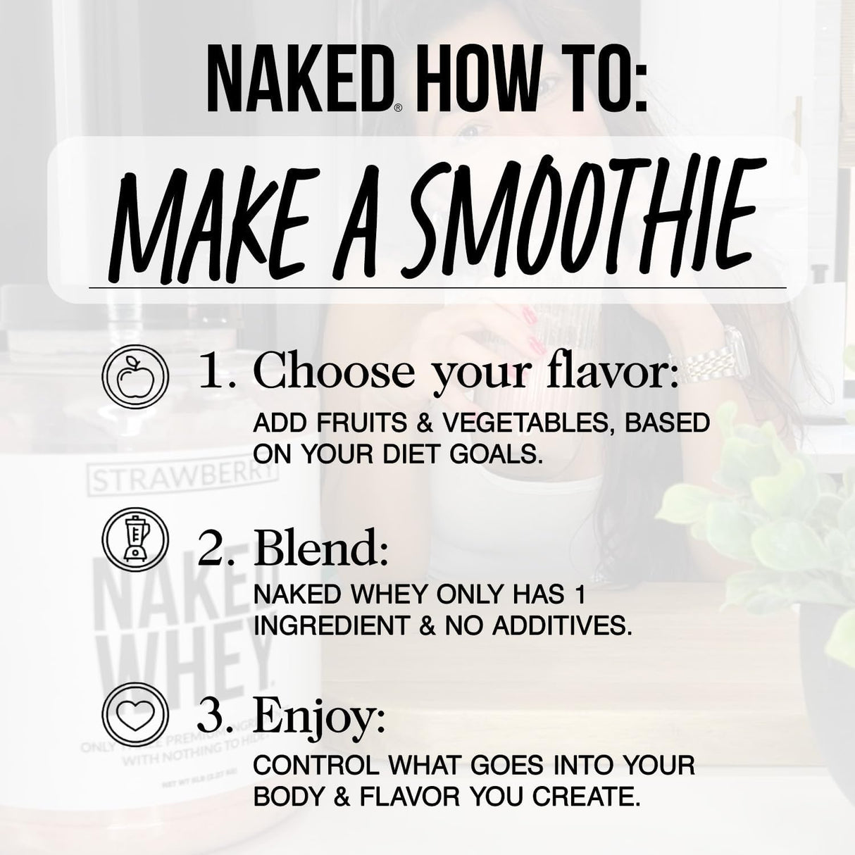 Proteína de Suero Naked Vanilla 1Lb, 3 Ingredientes Naturales