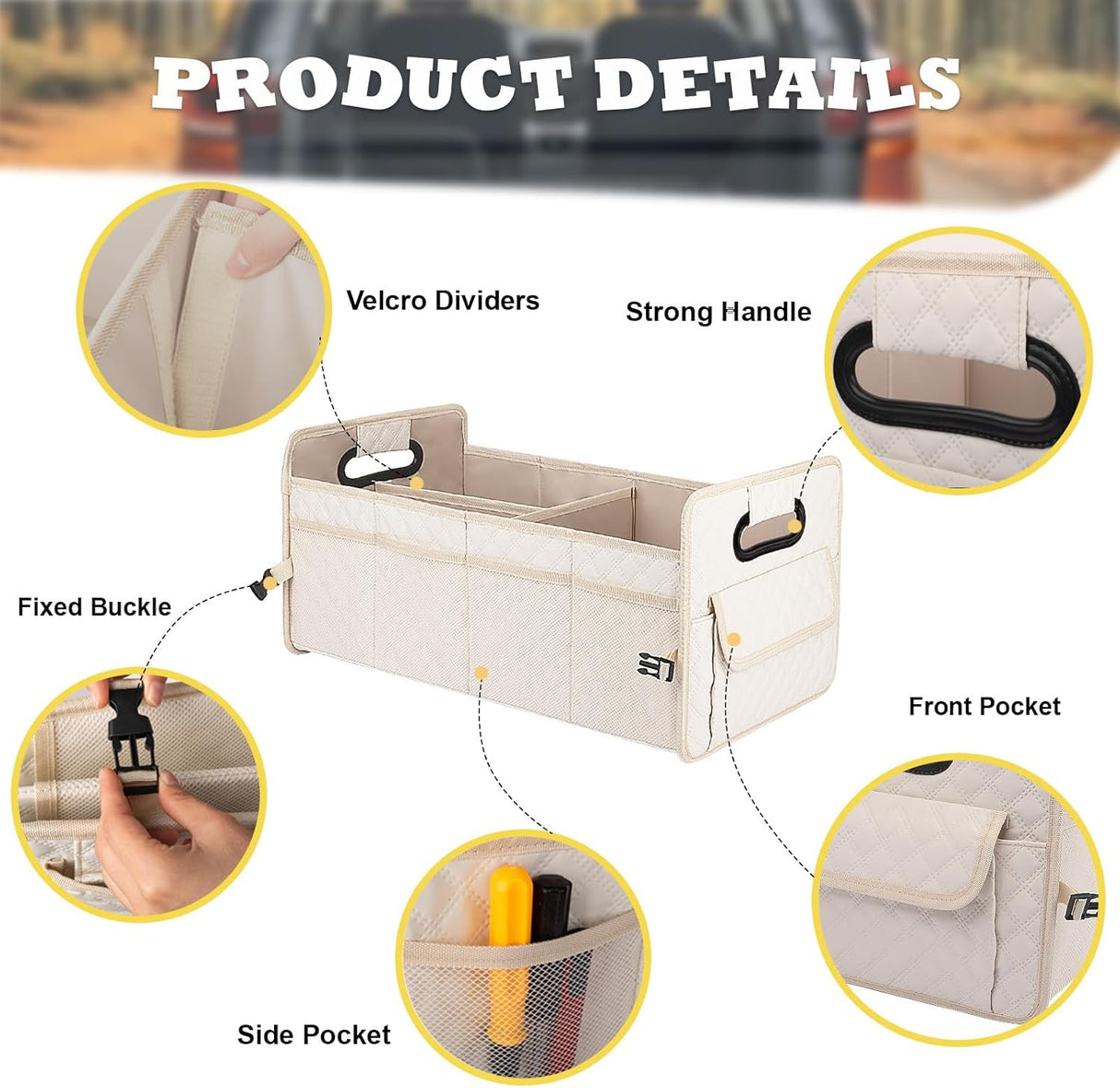 Organizador de Maletero JiatuA, Collapsible, Multi Compartimentos