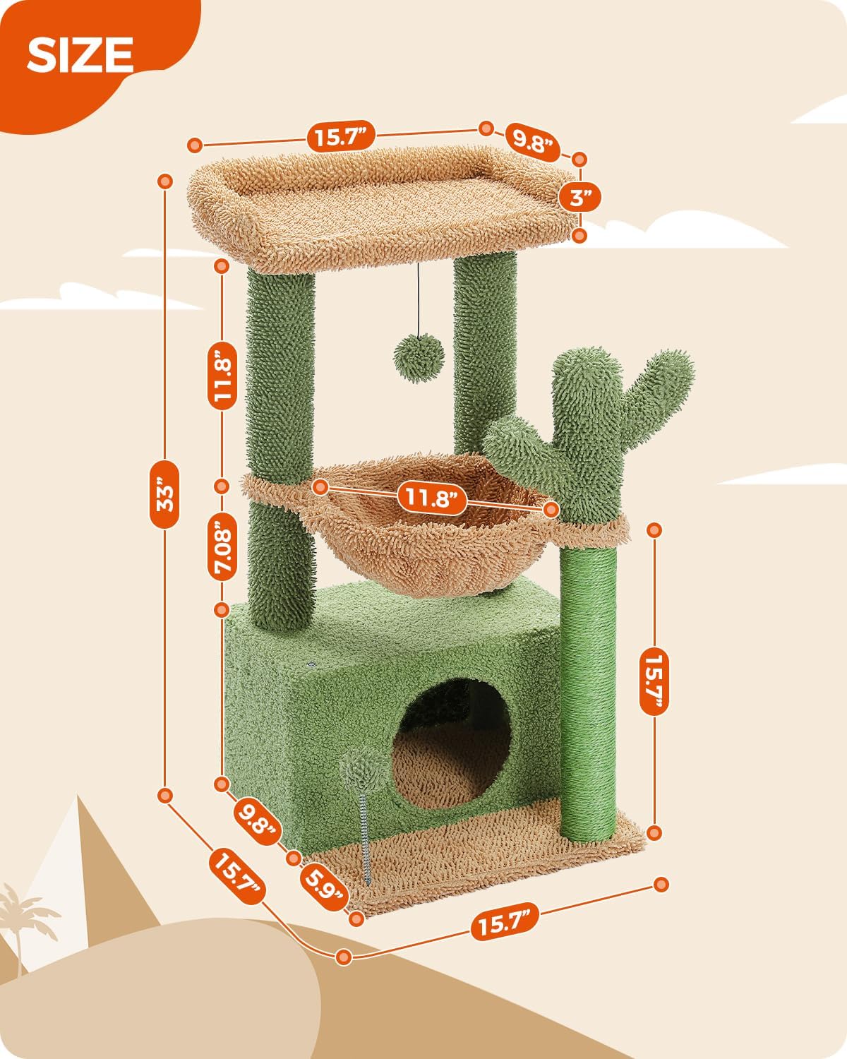 Árbol para gatos PEQULTI 4 en 1 con hamaca y rascador 33