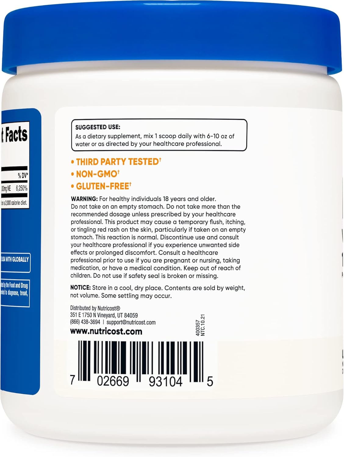 Suplemento Niacina Vitamina B3 Polvo 8.82oz Vitamina B3