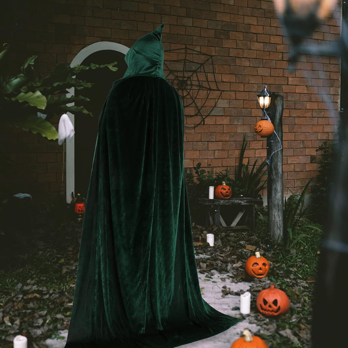 Disfraces de capa unisex con capucha verde talla única