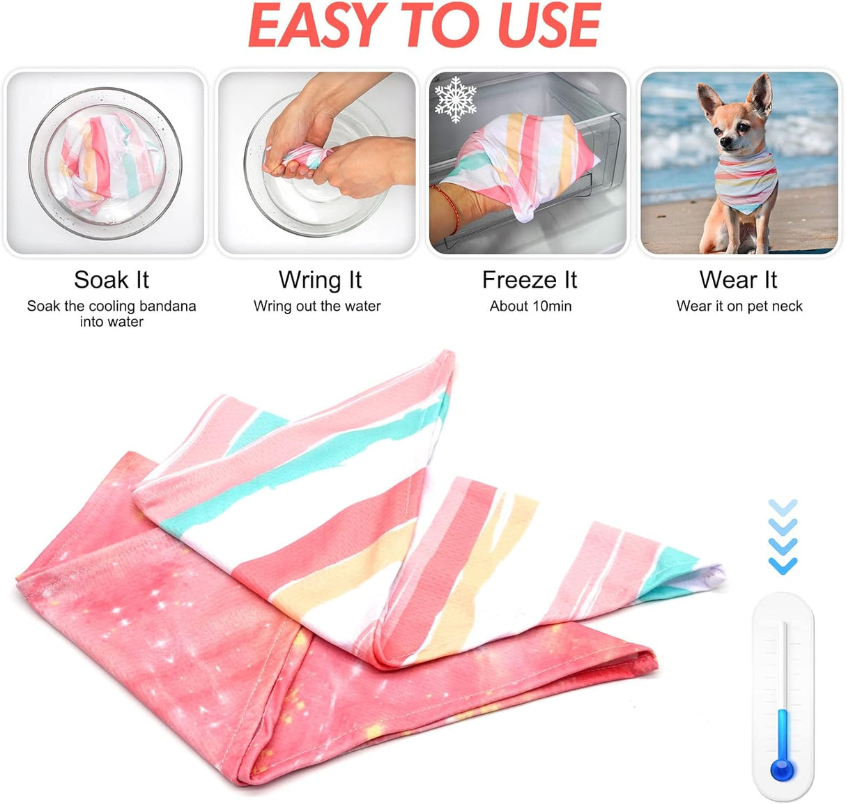 Disfraces de 2 bandanas refrescantes para perros talla única