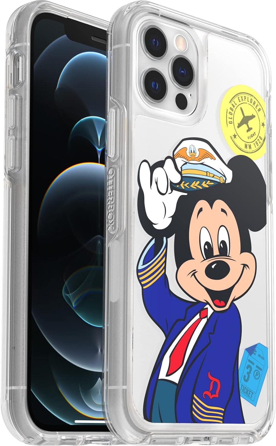 OtterBox Symmetry Series - Funda transparente para iPhone 12 y iPhone 12 Pro, Mickey Pilot