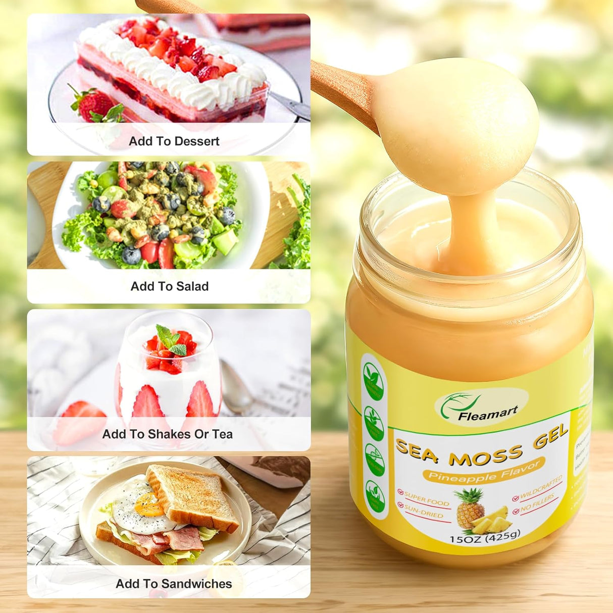 Gel de Musgo de Mar Irish, Superalimento Vegano, Sabor Piña