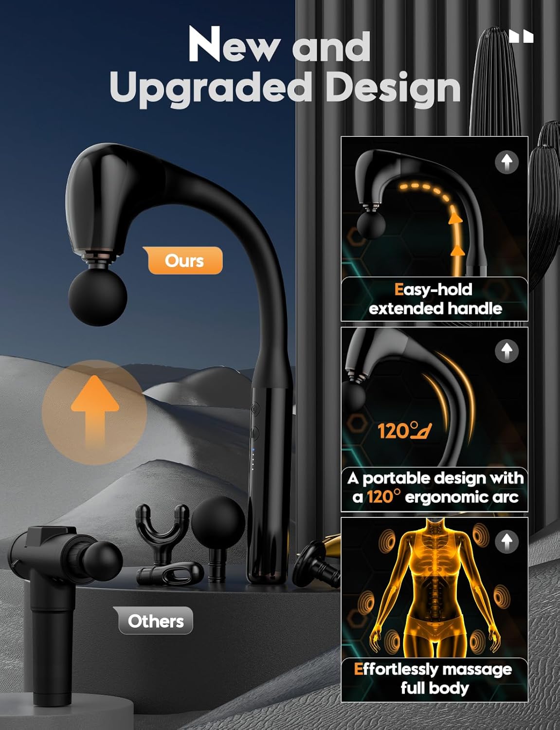 Masajeador FVZ con Mango Extensible, 10MM, 4 Cabezas, 5 Niveles