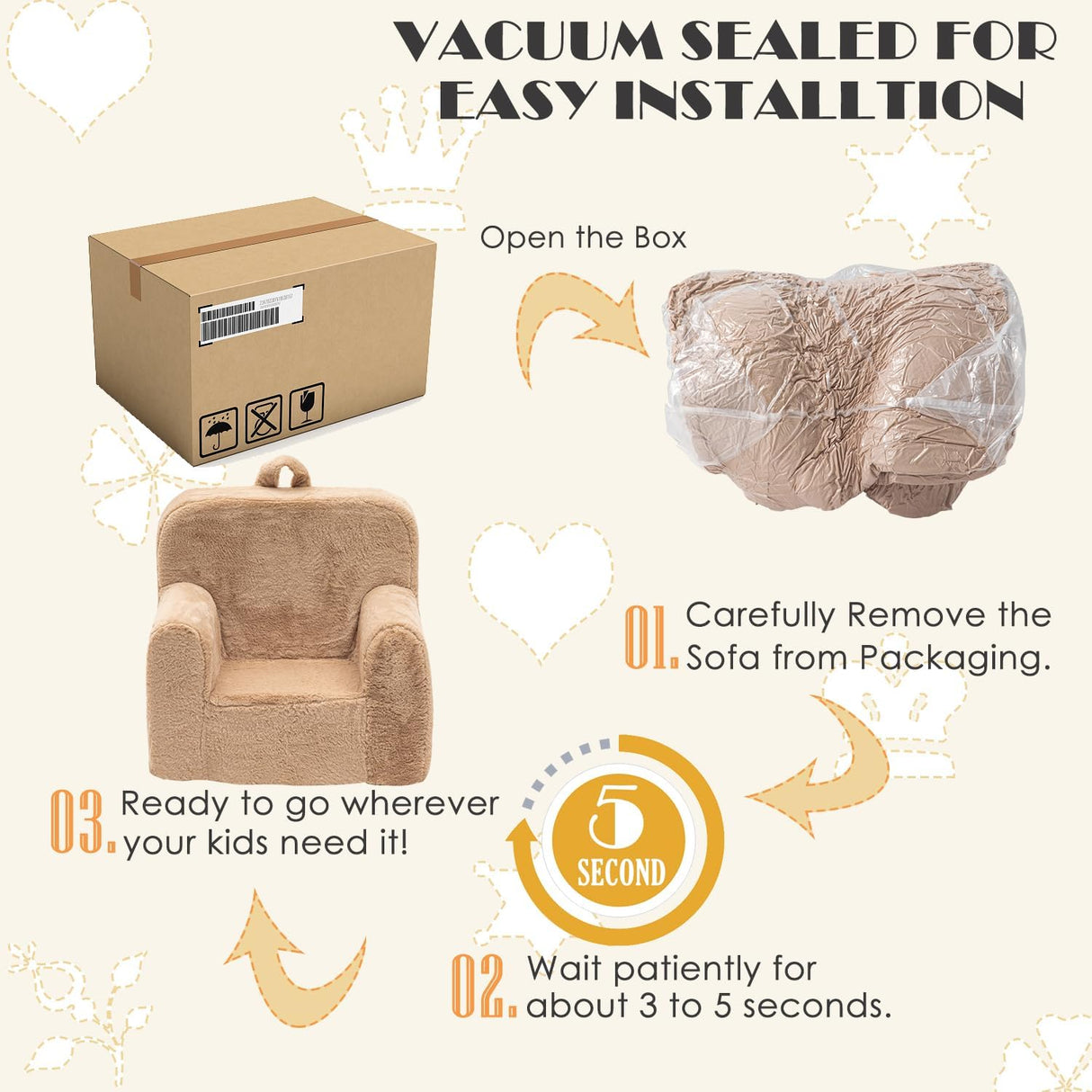 Sofá de lectura con asa apta para niños color camello SUFUS