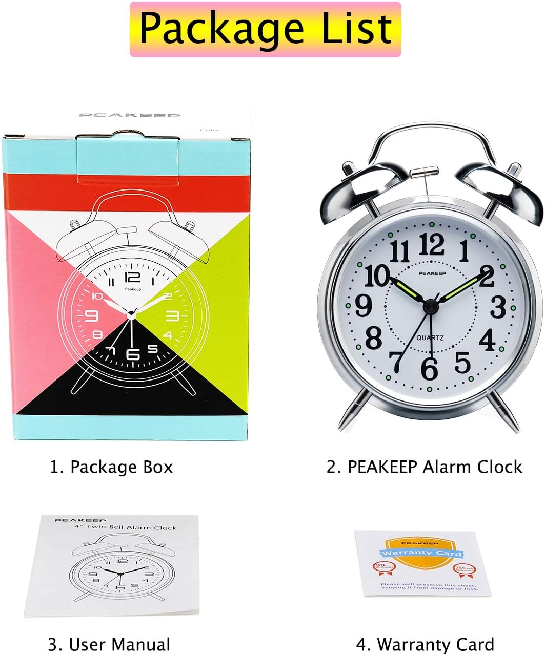 Reloj despertador de campana doble para dormilones modelo 4