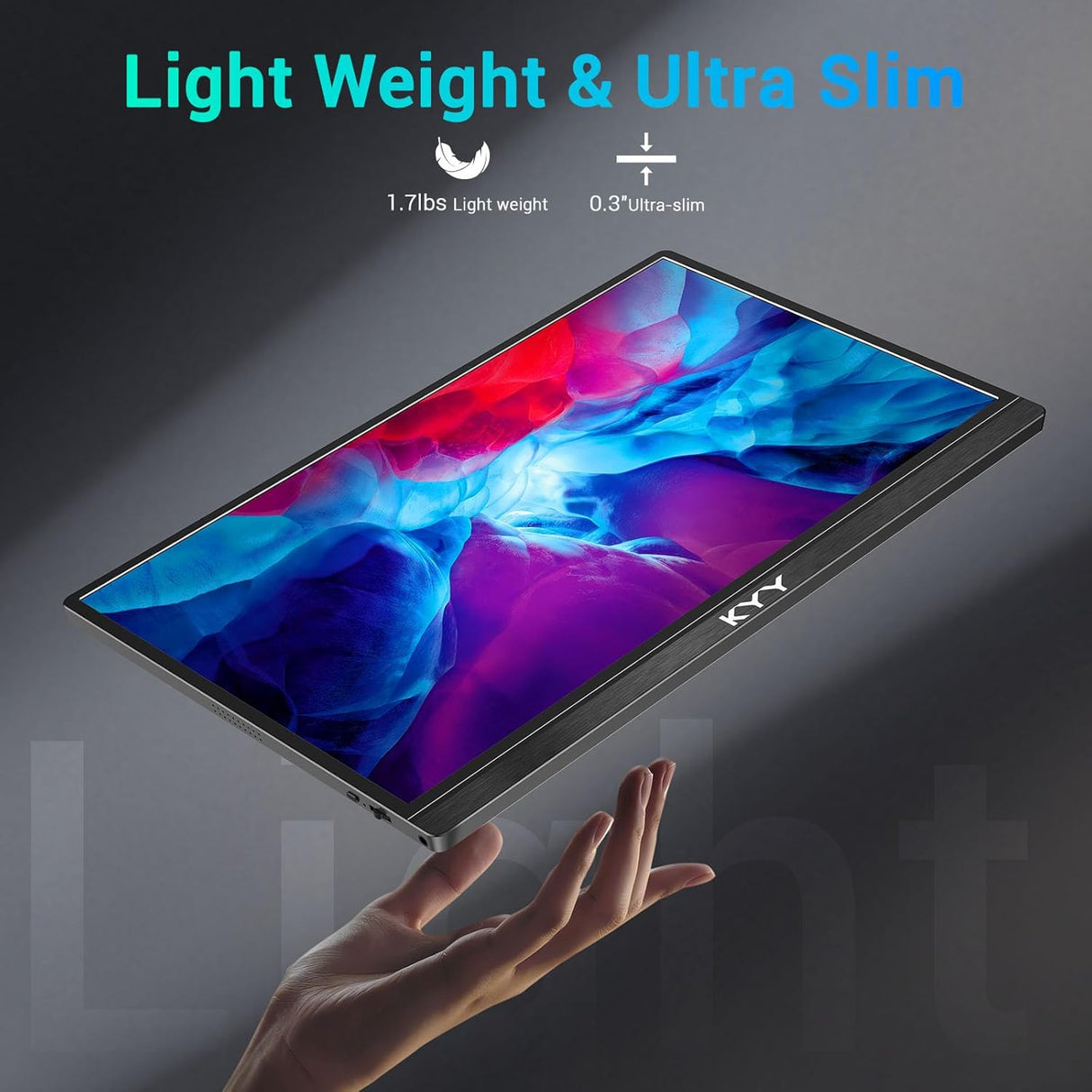 Monitor portátil KYY 15.6'' FHD 1080P USB-C HDMI, ultradelgado