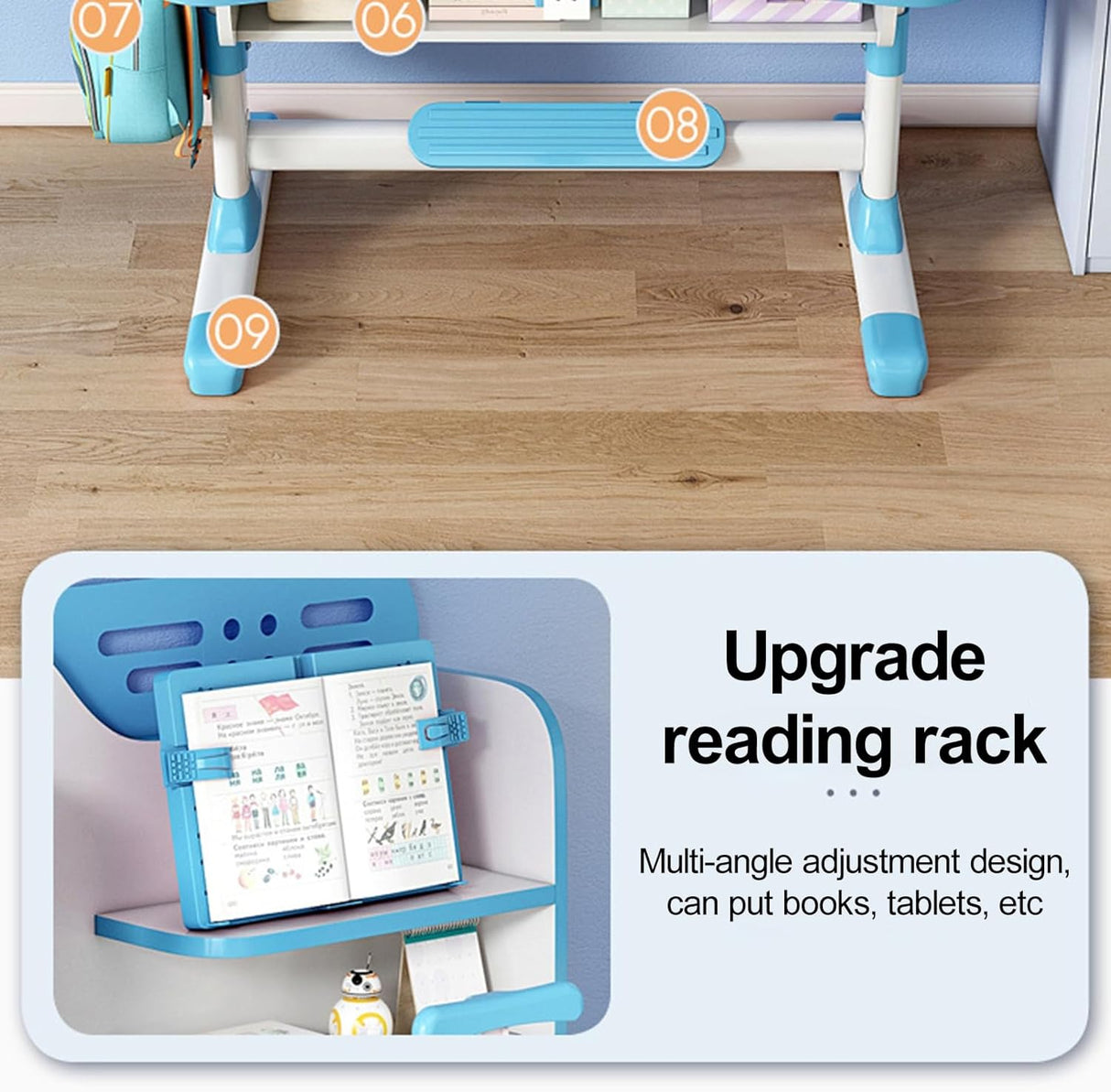 Set de Escritorio y Silla Infantil Ajustable con Cajón y Soporte