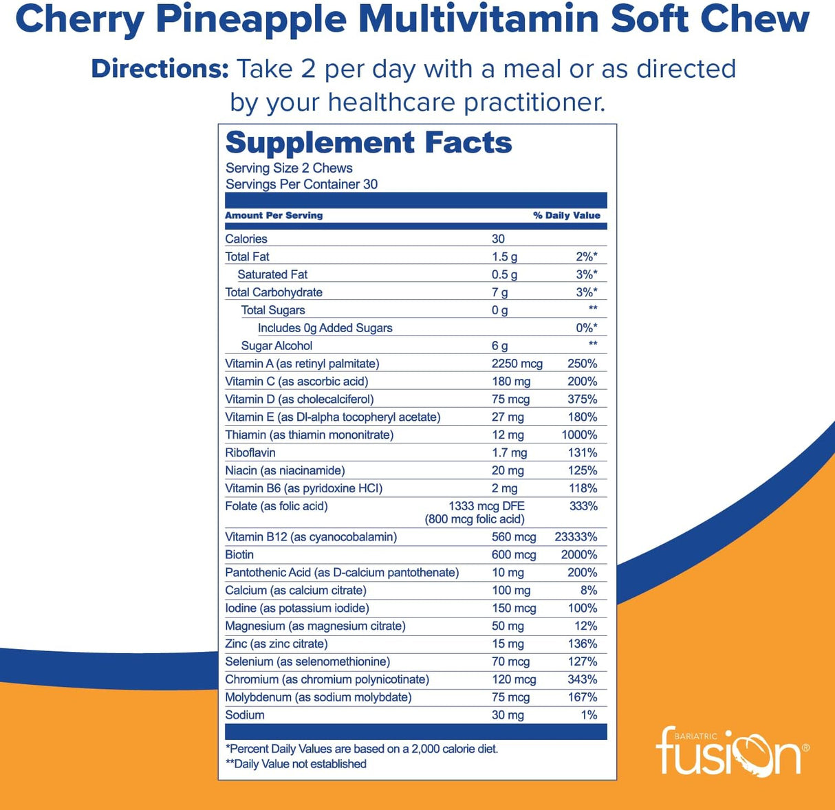 Vitaminas Masticables Bariatric Fusion Sabor Cereza Piña 60 Unidades
