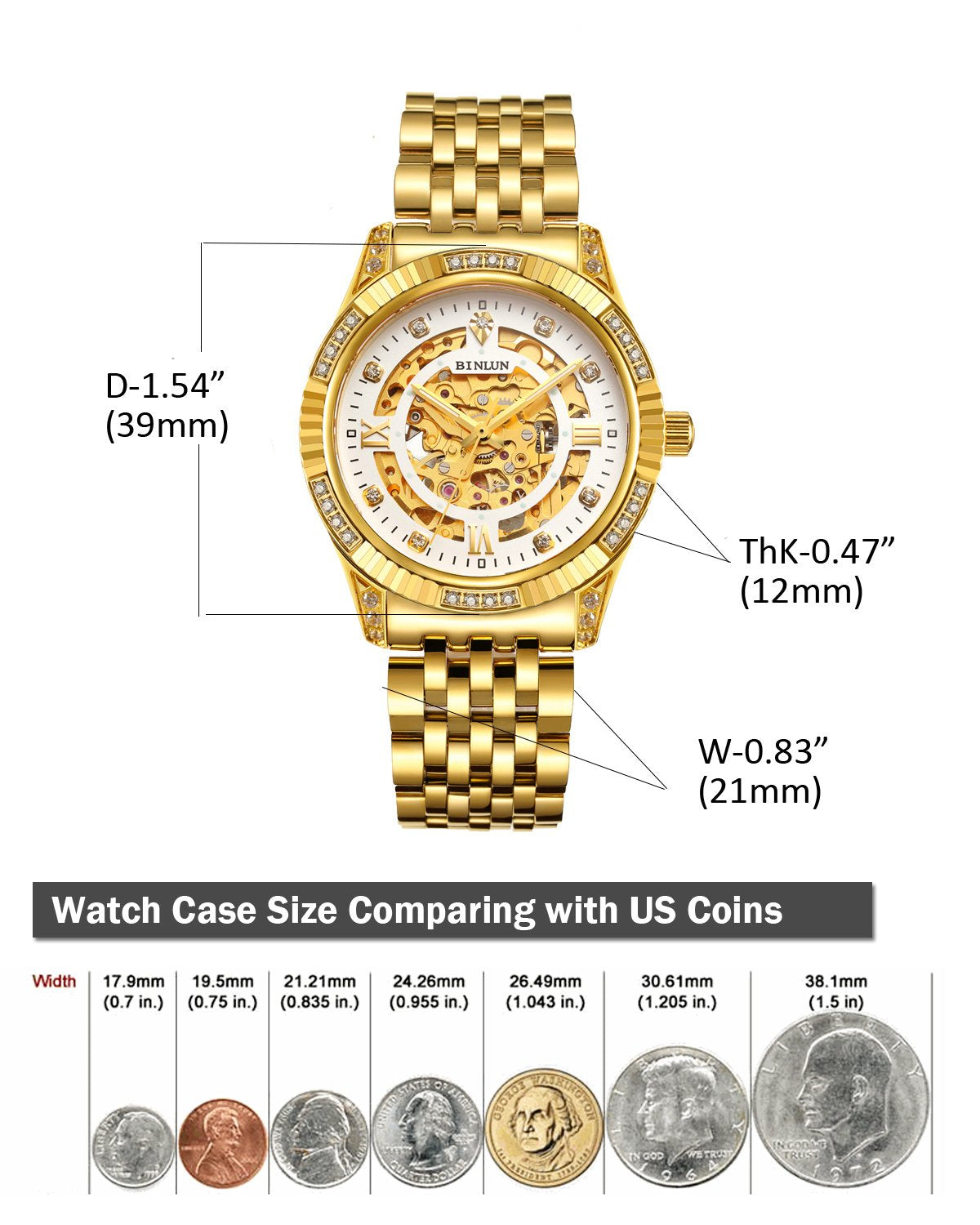 Relojes de lujo con esqueleto de oro automático