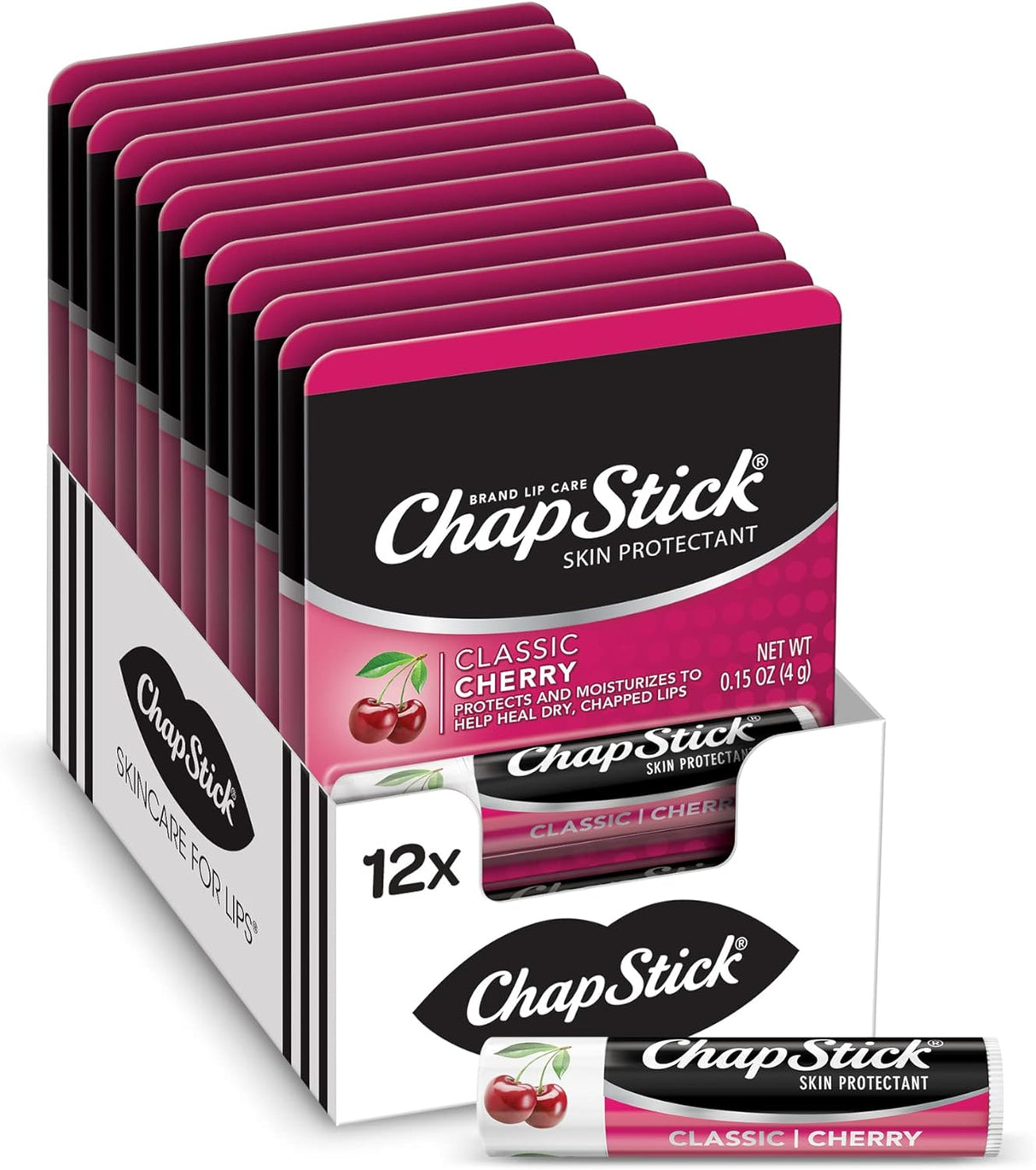 Bálsamo Labial ChapStick Classic Cherry, Hidratante, 0.15 Oz